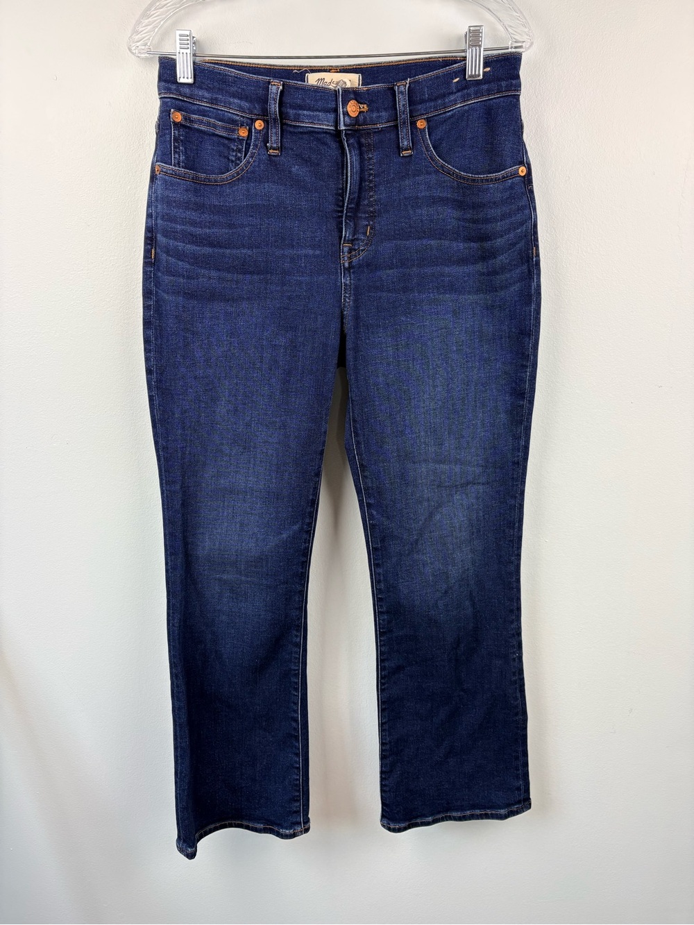 Madewell Mid-Rise Kick Out Crop Jeans NN471 Dark Wash Cali Demi Fit Sz 28 - Picture 2 of 15